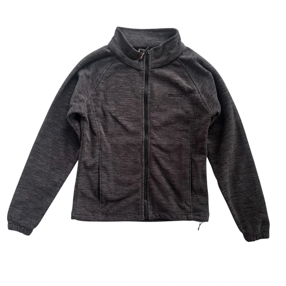 Trail Crest Kid M Charcoal Heather Gray Fleece Full Zip Outdoor Adventure Jacket